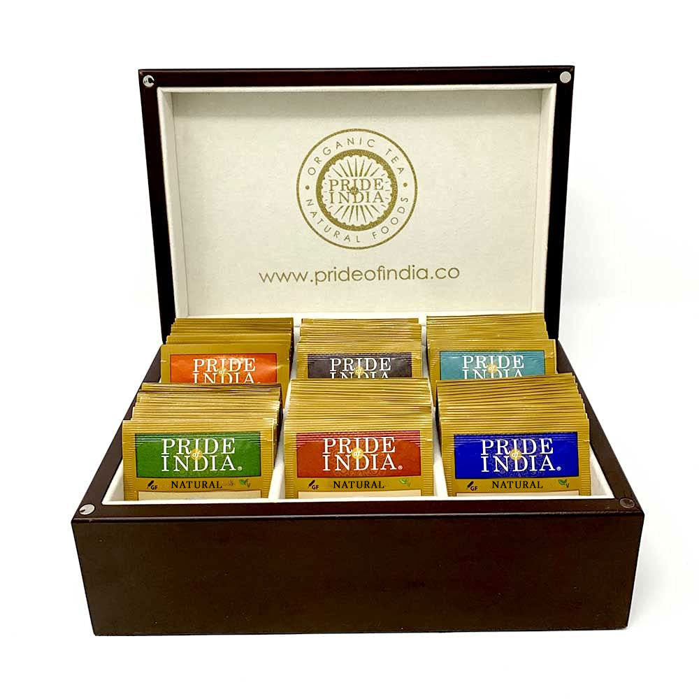 Natural Indian Tea Assortment Chest, 6 Types - 72 Tea Bags